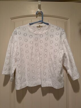 Madewell White Eyelet Floral Top